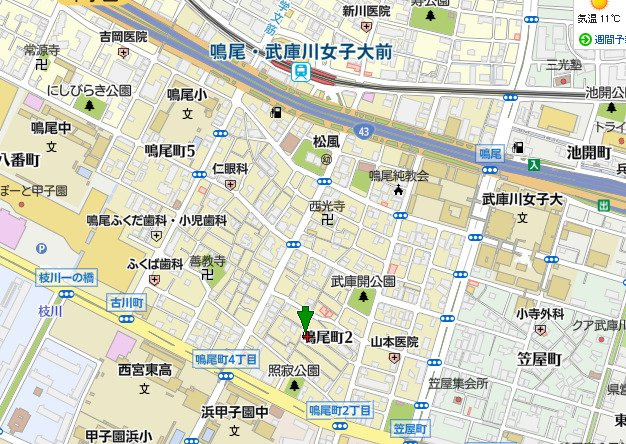 西宮市鳴尾町2丁目　新築戸建　1号棟の地図