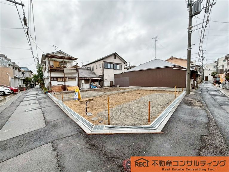 西宮市鳴尾町2丁目　新築戸建　1号棟の外観|開放感のある角地