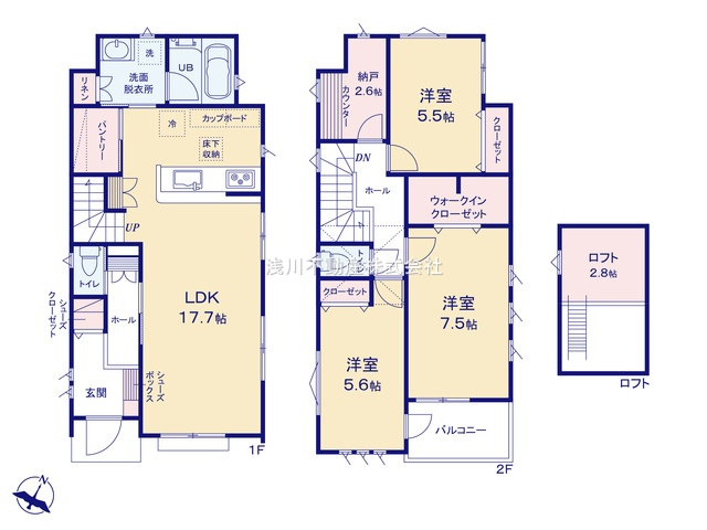 八王子市　緑町　新築一戸建ての間取り|～南東向き3SLDK　収納豊富、ロフト付きの間取りです～