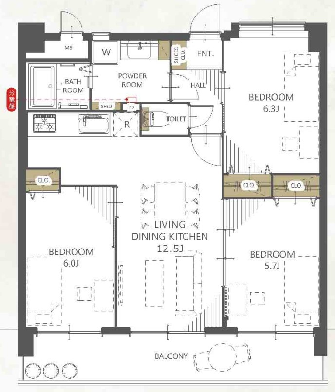 ライオンズマンション博多南第3の間取り|間取り図です☆