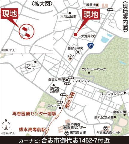 クレイドルガーデン／合志市御代志第3／１号棟の地図