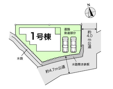 【南東角地で日当たり◎】高知市神田　新築一戸建ての区画図|南側が道路なので日当たり◎駐車2台可能！