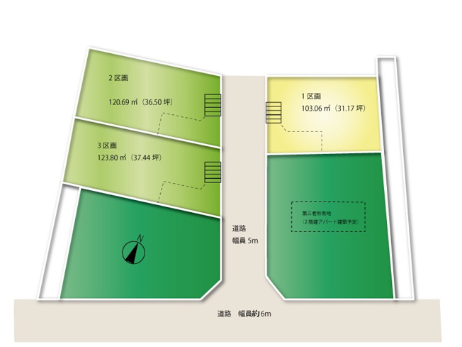 【土地図】 | 和光市白子2丁目　建築条件無売地　全3区画　（成増店） | 建築条件無しですので、お好きなハウスメーカーにて建築できます
※図面を基に作成しています。現況と異なる場合は現況を優先いたします。