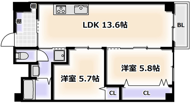 【間取り】 | 北堀江コーポ