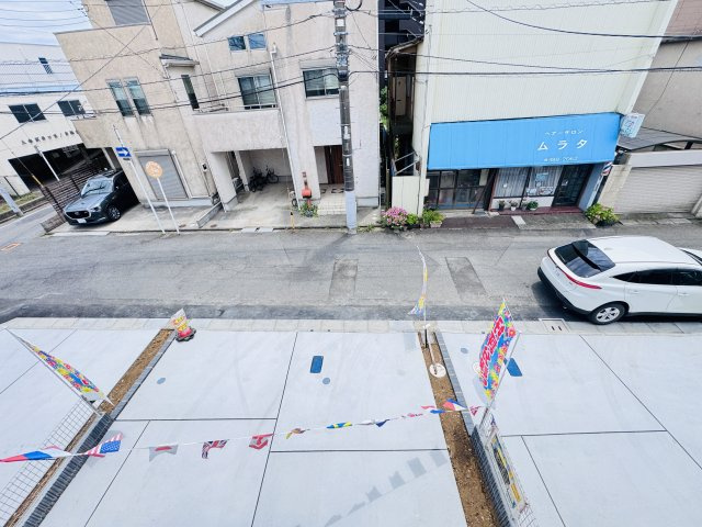 松戸市常盤平５丁目新築戸建【常盤平第二小学校：9分】の展望|バルコニーより道路側眺望・南道路で日当たり良好♪