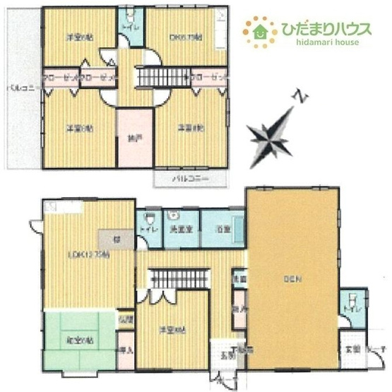 【間取り】 | 我孫子市中峠　中古戸建 | 1階3LDK・2階4DKの二世帯住宅用間取りです♪