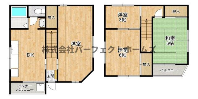 大成町戸建　賃貸の間取り