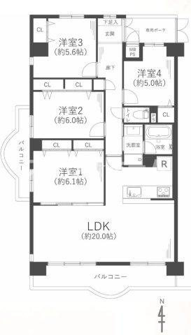 ファミールハイツ城東A棟の間取り|4LDKの物件です