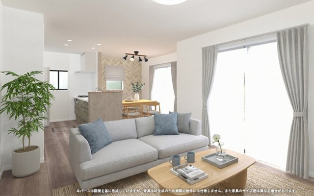 【完成予想図】 | 【LDK　イメージパース】
※画像は設計図面を基に作成したイメージです。