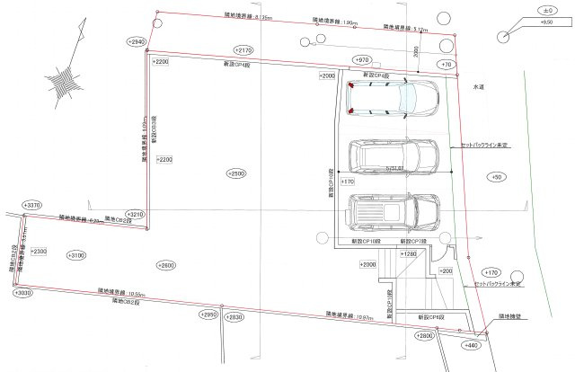 伊勢原市東大竹建築条件無しの土地図|駐車スペース３台
