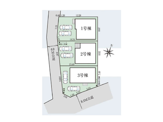 【区画図】 | 富士見市上沢2丁目　新築一戸建住宅　全3棟　(ふじみ野店) | 3号棟/2台駐車できセカンドカーをお持ちの方やお車での来客の多い方にもおすすめです。※図面を基に作成しています。現況と異なる場合は現況を優先いたします。