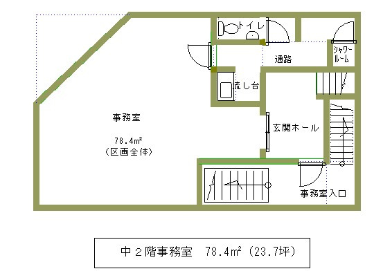 イーストビル中2階貸事務所の間取り