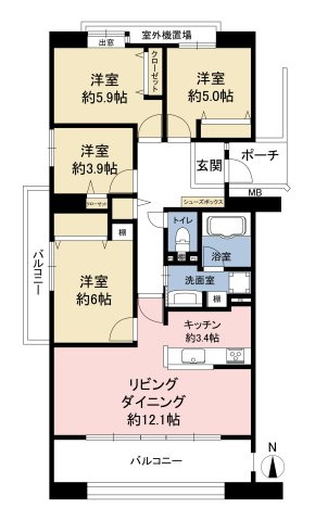 【間取り】 | レークヒルズ野多目2番館☆仲介手数料無料☆ | リビングダイニングは家具の配置がしやすいゆとりある設計。キッチンや浴室などの水回りも機能性とデザイン性を兼ね備えており、日々の家事を心地よくサポートします。