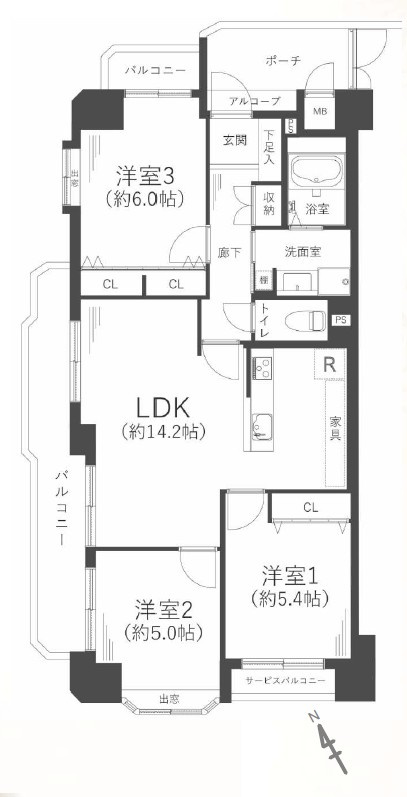 シャルマンフジ住之江公園の間取り
