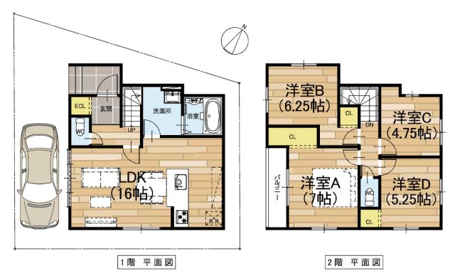 【間取り】 | 八尾市久宝園2丁目 | 【全洋室4LDK＋カースペース】食洗機・浴室乾燥機完備☆フラット35S利用可能です♪