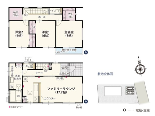 【間取り】 | 広々としたゆとりのある洗面所は洗濯作業やお子様との入浴の際に。壁にぶつかりにくくスムーズに動けます♪室内物干し金物付なので雨の日も安心して洗濯物が干せますね。