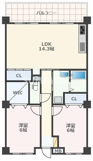 熊本市南区出仲間７丁目の賃貸マンションの間取り