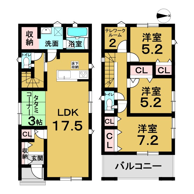 新築戸建　クレイドルガーデン曽我部町寺長縄手の間取り