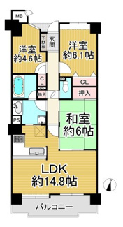 【間取り】 | ハイム花屋敷アルモニー　5階
