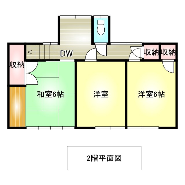 【収納多いです！】高知市福井東町　中古一戸建ての間取り|2階間取り　3室南向きです☆