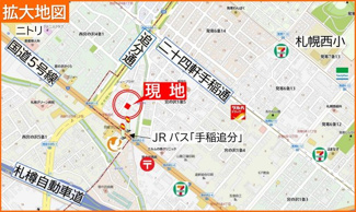【地図】 | パルク宮の沢イースト | 周辺にはコンビニやドラッグストア・病院など施設が充実♪