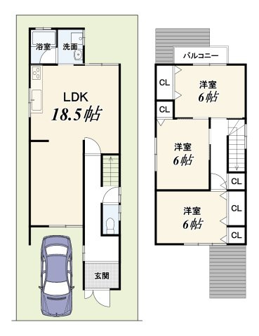 【Re Dream】久我石原町の間取り|2099万円、3LDK、土地面積79.6m2、建物面積88.74m2