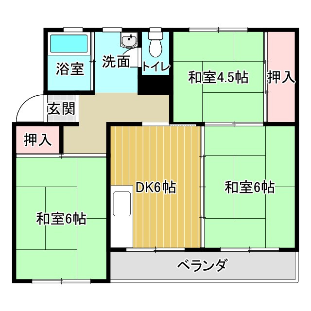 なるみグリーンコーポ２号棟の間取り