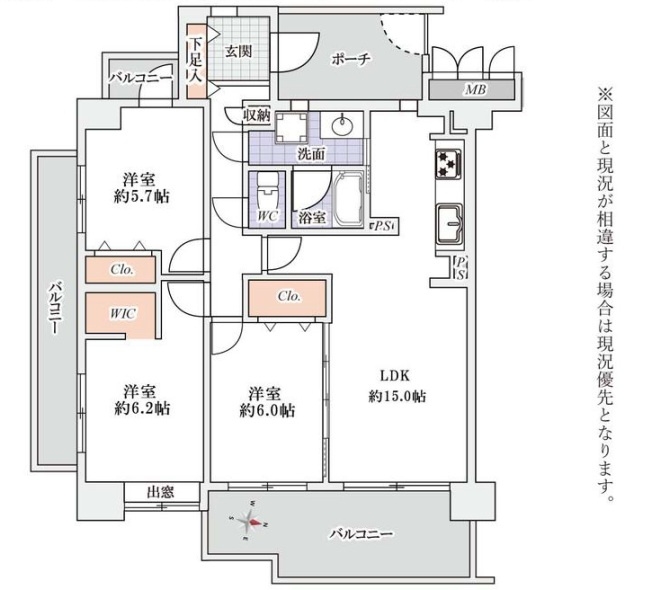 モアステージ吉川ライネスハイムD棟の間取り|間取図です
