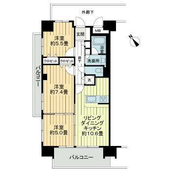 クレール牛田本町の間取り