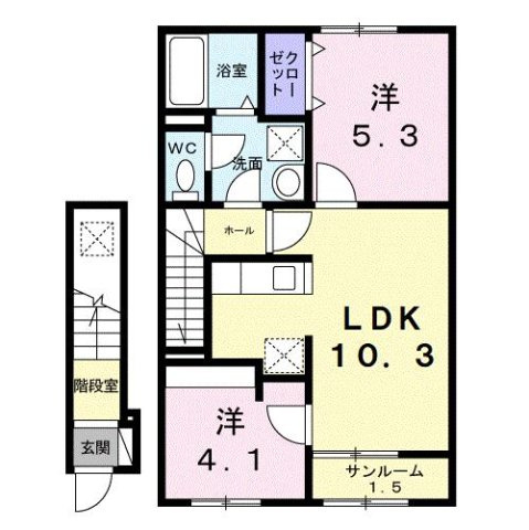 シャトーＫＩＮＫＩ　Ａの間取り