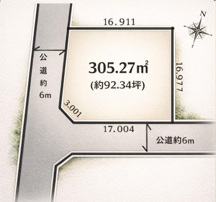 狭山市狭山台3丁目　建築条件なし売地　西武新宿線『狭山市駅』徒歩23分　【狭山台小学区】の区画図