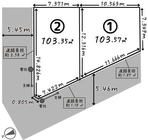 桂野里町【２区画】２号地　条件付土地の区画図
