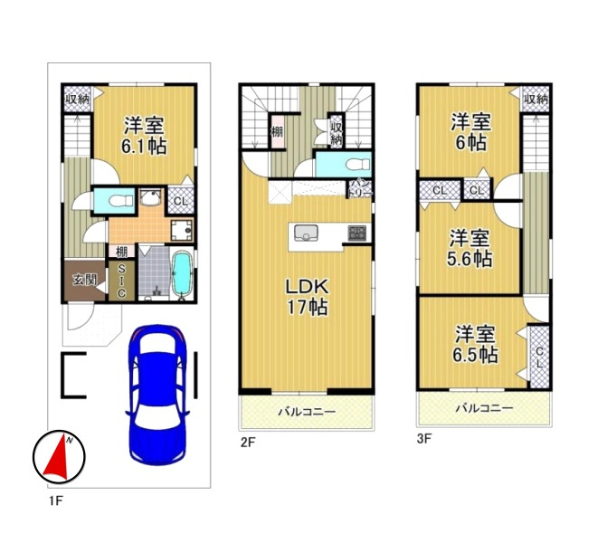 此花区伝法　新築一戸建の間取り