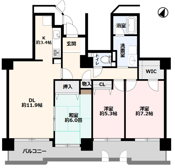 朝日センチュリーみずほ台B棟の間取り|3LDK