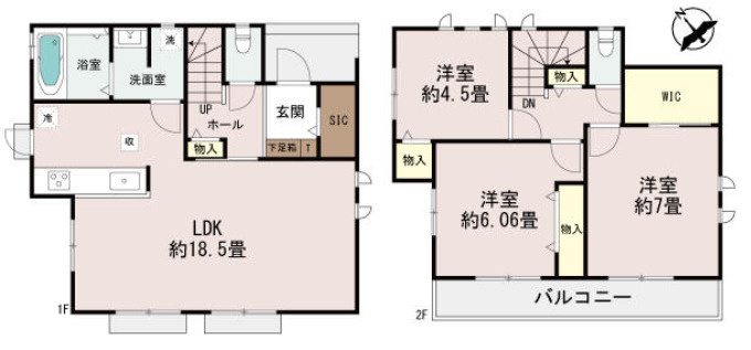 明石市二見町東二見1310（全6棟）A号棟の間取り|3LDK＋WIC＋SICです。