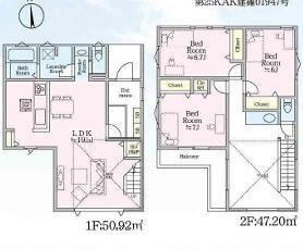 藤沢市片瀬山１丁目　新築戸建　全2棟の間取り|南向き　３LDK