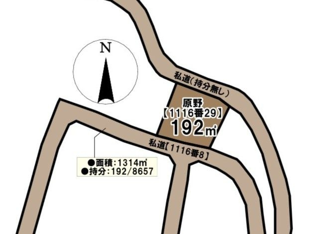 太宰府市大字北谷　土地の土地図|※土地図と現況が異なる場合には、現況を優先いたします。