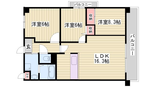 ヒルサイドテラス北平野の間取り