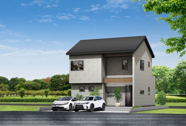 新築戸建・新築建売　本宮市荒井　五百川小学校・本宮第一中学校の外観パース|完成予想図