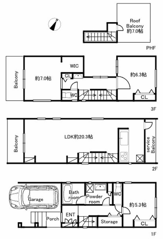 【弊社現地販売会開催中】幡ヶ谷駅7分！デザイナーズ新築戸建！六号坂商店街至近！の間取り