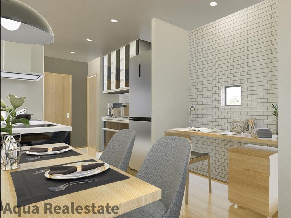 オール電化デザイナーズハウス高松市新田町建売④の居間・リビング|ゆったり過ごせるリビングです