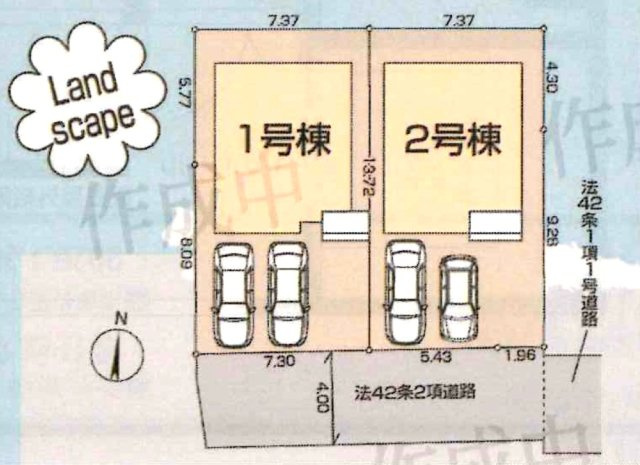 あきる野市伊奈全2棟　新築分譲の区画図