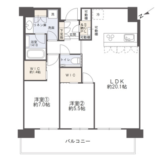 【間取り】 | ザ・パークハウス中之島タワー | 【間取り】廊下が短く、2WIC+SICがある収納豊富な間取です！