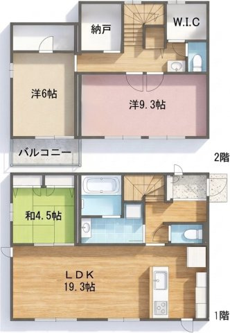 茨城県稲敷郡阿見町荒川本郷　中古住宅の間取り