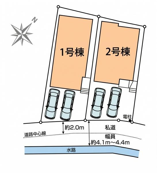 横浜市保土ケ谷区上星川２丁目の新築一戸建の区画図|全2区画の1号棟になります。