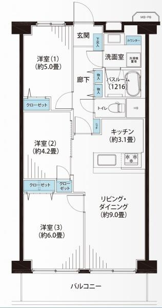 日商岩井鶴見マンションの間取り|使い勝手の良い3LDK
お気軽にお問い合わせください。