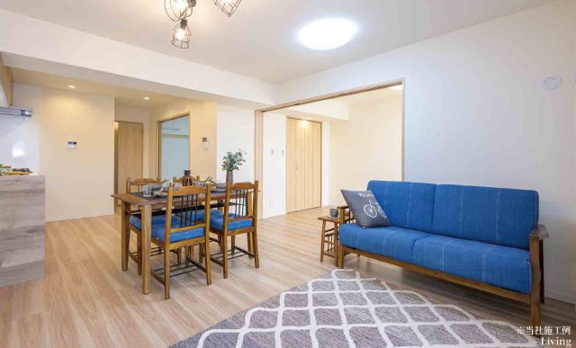 立川金町マンションの居間・リビング|リビング施工例