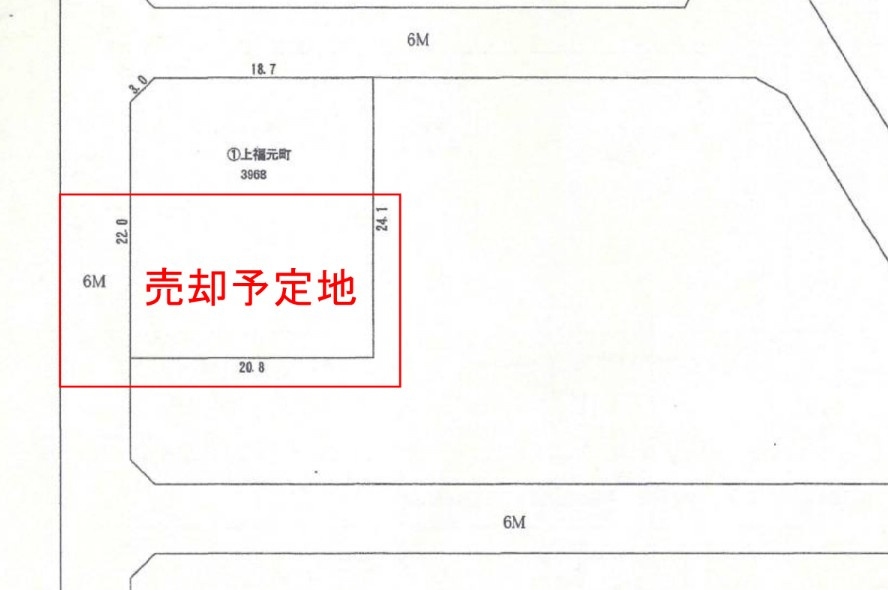 上福元町区画整理事業内売地の区画図