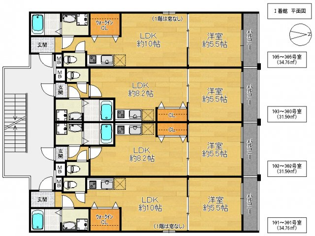 大阪市城東区諏訪４丁目のアパートの区画図|平面図