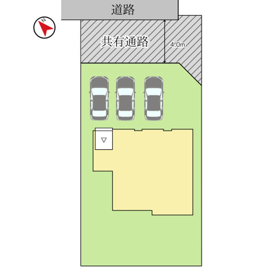 【区画図】 | 【新築分譲住宅　～ LIGARE　リガーレ～　】東根市中央3　全1棟 | 駐車３台以上可能＆庭スペース付きです♪
